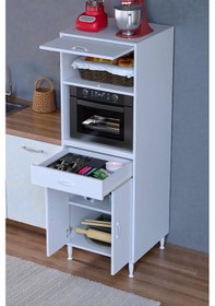 Resim Eliusta Ora 48 Cm Derinlikte Beyaz Mutfak/kiler Dolabı 60x162,4x48 Cm 1 Çekmece 3 Kapak Modüler Dolap Beyaz 