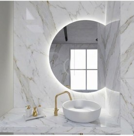 Resim 80x101 Cm Yuvarlak Led Banyo Aynası Dokunmatik, Dim Edilebilir, 6500k Beyaz Işık Beyaz 