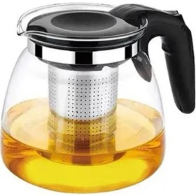 Resim Kitchen Design Lab Isıya Dayanıklı Çelik Süzgeçli Şeffaf Cam Çay Demliği 1100 Ml- Çelik Süzgeçli Şeffaf Demlik 