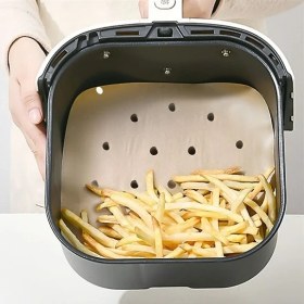 Resim 5DM 100 Adet Air Fryer Pişirme Kağıdı Tek Kullanımlık Hava Fritöz Yapışmaz Yağlı Kağıt Delikli Model 