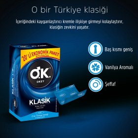 Resim Okey Klasik 40'lı Prezervatif Çilek Aromalı Kayganlaştırıcı Jel 100 ml Güvenli Kullanım 