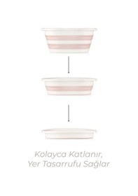 Resim Katlanır Akordiyon Çamaşır Sepeti 38 Lt Çamaşır Selesi Beyaz - Pembe 