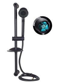 Resim Sürgülü Mat Siyah Yağmurlama Royal Pervaneli 5 Fonksiyonlu Duş Takımı Seti Mat Siyah 