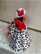 Resim NA ADDESIGN Kız Çocuk Minnie Mickey Mouse Desenli Kırmızı Kuyruklu Tasarım Elbise 