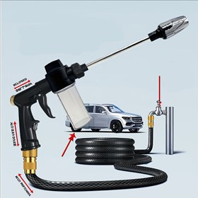 Resim 1 adet Taşınabilir Yüksek Basınçlı Hortum Püskürtme Tabancası, 3/4" ve 1/2" Hızlı Bağlantı Adaptörleri ile, Ayarlanabilir Kalın Çubuk Püskürtme, Çok Fonksiyonlu Bahçe Hortumu Nozulu, Araba Yıkama, Evcil Hayvan Temizliği ve Dış Mekan Kullanımı için | Dayanıklı Plastik Yapı, Bahçe, Araba Yıkama Aracı, Ergonomik Kolu, Sağlam Yapı 