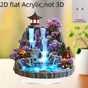 Resim 2D Düz, 1 adet 2D Akrilik Japon Bahçesi Sahne Masaüstü Dekoru, Şelale, Pagoda ve Saksı Ağaçlarla - Klasik Polpo Stili, Çok Amaçlı Ev ve Ofis Dekorasyonu, Ekran Tabanı Dahil, Elektrik Gerektirmez, Ofis Dekorasyonu, Tradisyonel Japon Dekoru, 2D Düz 