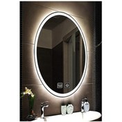 Resim GLOBAL LED MIRROR 55x75 Cm Dokunmatik Tuşlu Buğu Yapmayan Ledli Elips Banyo Aynası 