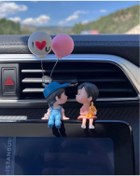 Resim Çalıkaksesuar I Love You Balon Tutan Sevimli Oturan Çift Araba İçi Biblo Aksesuar Torpido Süsü Sevgiliye Hediye 