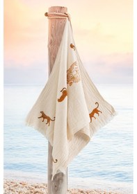 Resim Varol Organik %100 Müslin Pamuk Peştemal - Leopar Leopar/pestemal Krem 