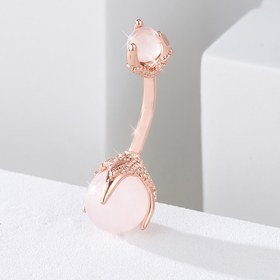 Resim 1 Adet Ejderha Pençesi Göbek Düğmesi Yüzük Yuvarlak Kesim Taşlı At nalı Paslanmaz Çelik Bayan Vücut Piercing Takı 