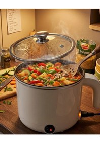 Resim Buğz Mini Elektrikli Yemek Pişirici 1 Litre Buharlı Pişirme Tepsili Mutfak Tenceresi 