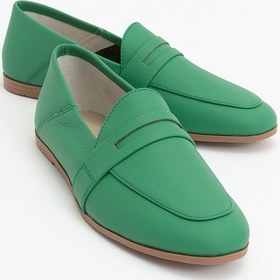 Resim Luvishoes F05 Yeşil Cilt Hakiki Deri Kadın Babet Yeşil 