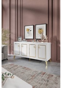 Resim TREND KONSOL MDF MEBRAN KAPAK BEYAZ GOLD 