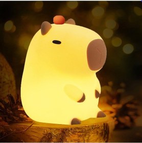 Resim Qingmipy Usb Şarjlı Dokunmatik Çocuk Gece Lambası - Yumuşak Işık Ve Zamanlayıcı Fonksiyonlu Kapibara Desenli Çok Renkli 