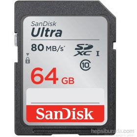 Resim Sandisk Ultra SDXC 64GB 80MB/s Class 10 UHS-I Hafıza Kartı SDSDUNC-064G-GN6IN 