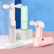 Resim Taşınabilir Mini USB Şarj Edilebilir Fan - Sevimli Hayvan Kulakları ile Kompakt Katlanabilir Tasarım, Ofis, Ev, Seyahat, Açık Hava Kullanımı için Hafif ve Kompakt, Taşınabilir Mini Fan, Seyahat Aleti, Oynayıcı Alet, Dayanıklı Plastik 