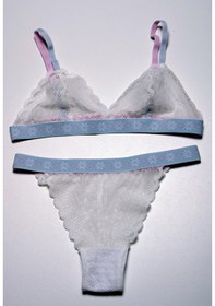 Resim Deep Secret Ekru Desenli Lastikli Full Dantel Bralet Takım Ds20095brt 001 