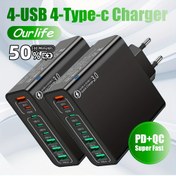 Resim 4 Type-C Portlu ve 4 USB Portlu 100W Hızlı Şarj Adaptörü, PD QC Hızlı Şarj, for iPhone 15/for Samsung for galaxy/Android Telefonlar için Uygun, Seyahat Ofis Okul Kullanımı 
