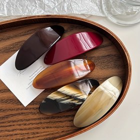 Resim 2 adet Minimalist Asetat Oval Saç Tokası ile Yay - Kadınlar için Çok Yönlü Düşük Kuyruk Tutucuları, Yeni Stil Saç Aksesuarları 