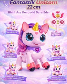 Resim Uzaktan Kumandalı Unicorn Robot Sihirli Asa Kontrollü Fantastik Unicorn Robot 22 Cm Dans Eden Şa 