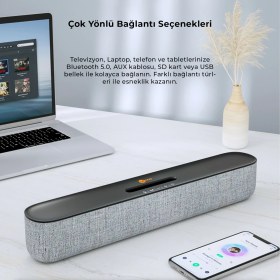 Resim Lecoo DS108 Kablosuz Bluetooth 10W Soundbar Taşınabilir Stereo Hoparlör Beyaz 
