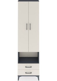 Resim Arges Dolap 5 Raflı 2 Çekmeceli 2 Kapaklı 60x30x221 Antrasit-aytaşı Antrasit 