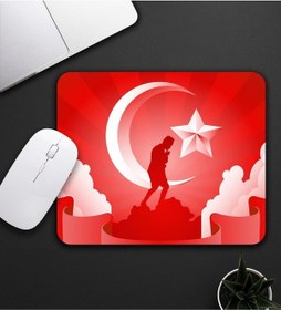 Resim Atatürk Ve Bayrak Baskılı Mouse Pad 23x19cm Fare Altlığı Kaydırmaz Taban De601 Mousepad 
