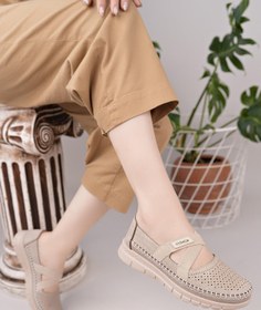 Resim Nesil Shoes Ayzen 772 Vizon Delikli Anatomik Kadın Ayakkabı 