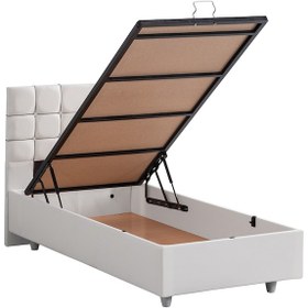 Resim Almada Tek Kişilik Baza Başlık Letto Yatak Seti - Beyaz 90 x 190 