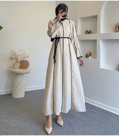 Resim Esre Store 61495 - Kuşaklı Keten Tesettür Elbise Siyah 