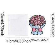 Resim 6 Adet / Paket Üç Boyutlu Buket Katlanabilir Tebrik Kartı Zarflı Kırmızı Lale 