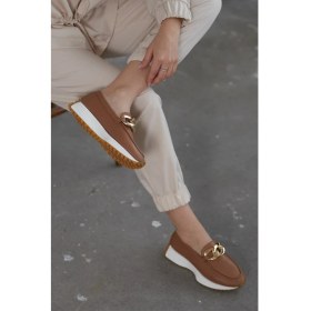 Resim Nilufarr Darius Taba Deri Zincir Aksesuarlı Kadın Sneaker 