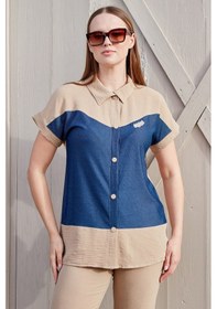 Resim Sementa Denim Görünümlü Çift Renk Takım - Taş 001 
