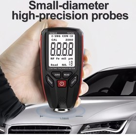 Resim Kompakt Yüksek Hassasiyetli Kaplama Kalınlık Ölçer - Otomotiv Boya Filmi Ölçüm Aracı LCD Ekranlı, Doğru Okumalar için Küçük Çaplı Probler, Pilsiz Çalışma 