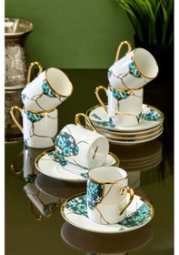 Resim Cooker Lavinya 6 Kişilik 90 Ml Porselen Kahve Fincan Takımı Ckr3861 Yeşil 