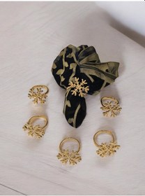 Resim 6'lı Altın Renk Kar Tanesi Peçetelik 