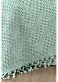 Resim %100 Pamuk Çift Kişilik Bağlama Saçaklı Pike-220x240 Cm-mint Mınt Mint 