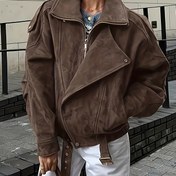 Resim Kadın Vintage Biker Ceket - Düğmeli Ön Kapamalı, Şık Günlük Dış Giyim, Sonbahar/Kış için Yapılı Kesim, Ofis, Parti, Bayan Ceketi, Sonbahar Modası, Retro Moda, Ofis Giyimi, Sonbahar Gardırobu 