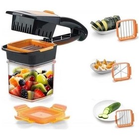 Resim Hobibahçem Quick 5 İn 1 Büyük Hazneli Pratik Hızlı Meyve Sebze Doğrayıcı Rende Turuncu Siyah 