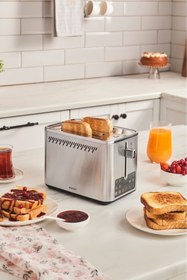 Resim Karaca Color Touch Renkli Dijital Ekranlı Inox Ekmek Kızartma Makinesi 2 Dilim Kapasiteli 950 W 