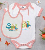 Resim Bk Kids Smile Tasarımlı Pembe Bebek Body Zıbın Ve Mama Önlüğü Hed Çok Renkli 