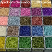 Resim 13.300 adet 2mm gümüş dolgulu cam boncuk, takı yapımı, DIY küpeler ve el işi projeleri için 25 renk seçeneği 