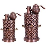 Resim Anka Odunlu 2demlikli Bakır Semaver 