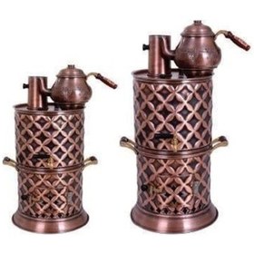 Resim Anka Odunlu 2demlikli Bakır Semaver 