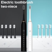 Resim Erkekler ve Kadınlar için Şarj Edilebilir USB Ağız Bakımı ile 6 Mod ve Akıllı Zamanlayıcıya Sahip Ses Dalgası Teknolojili Elektrikli Diş Fırçaları Paketi (2'li), Hassas Diş Eti ve Dişlere Uygun 8 Yedek Yumuşak Fırça Başlığı Dahil 