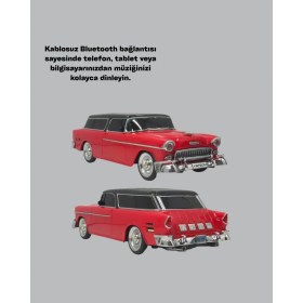 Resim Vintage Tasarımlı LED Işıklı Bluetooth Hoparlör 10W 
