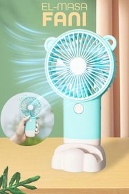 Resim Telvesse Şarjlı Telefon Standlı Mini El Fanı Seyahat Masaüstü Vantilatör Taşınabilir Mini Fan Turkuaz 0808 