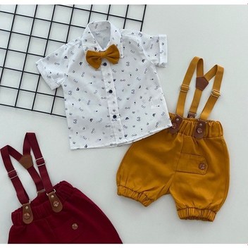 Yalmanlıbebe Neşeli Bebeklerimize Gözlük Desen Papyonlu Pantolon Askılı Kısa K (547209645) Beyaz - Sarı