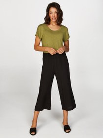 Resim Faik Sönmez Kadın Wide Leg Viskon Kapri 25YB00080 - Siyah / XL 