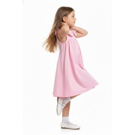 Resim Toontoy Kids Toontoy Kız Çocuk Regular Fit Bebe Yaka Düğmeli Kısa Kollu Elbise 25049 Pembe 